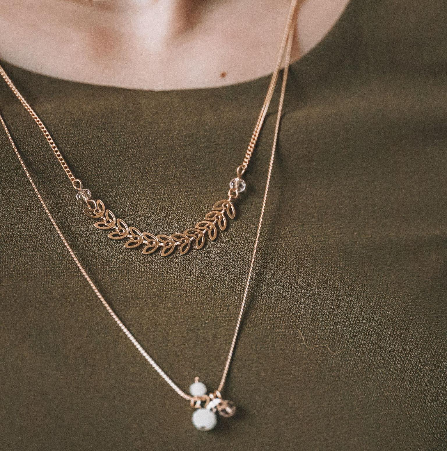 person wearing silver necklace with silver pendant